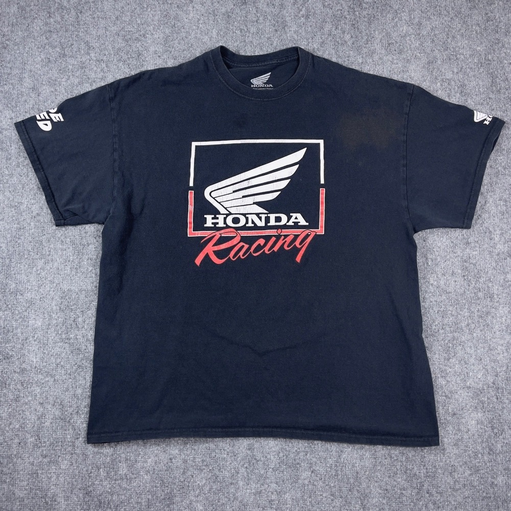 Honda Racing T-Shirt Mens XXL Black Graphic Ride Red Motocross Tee